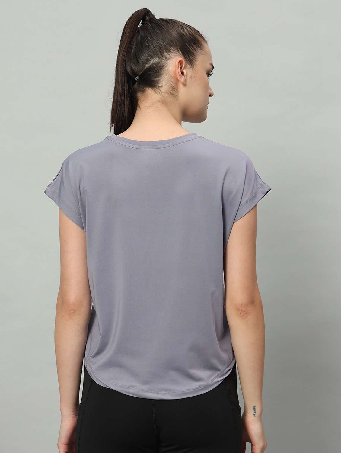 women grey typographic round neck t-shirt - 21762645 -  Standard Image - 3