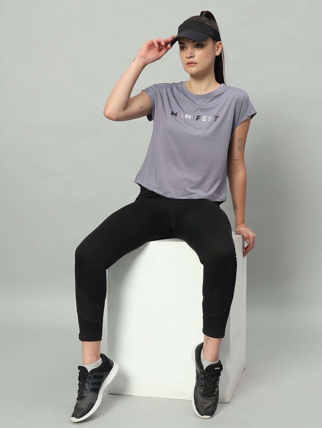 women grey typographic round neck t-shirt - 21762645 -  Standard Image - 5