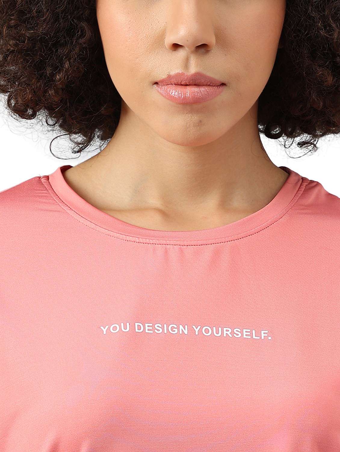women pink typographic round neck t-shirt - 21762648 -  Standard Image - 5