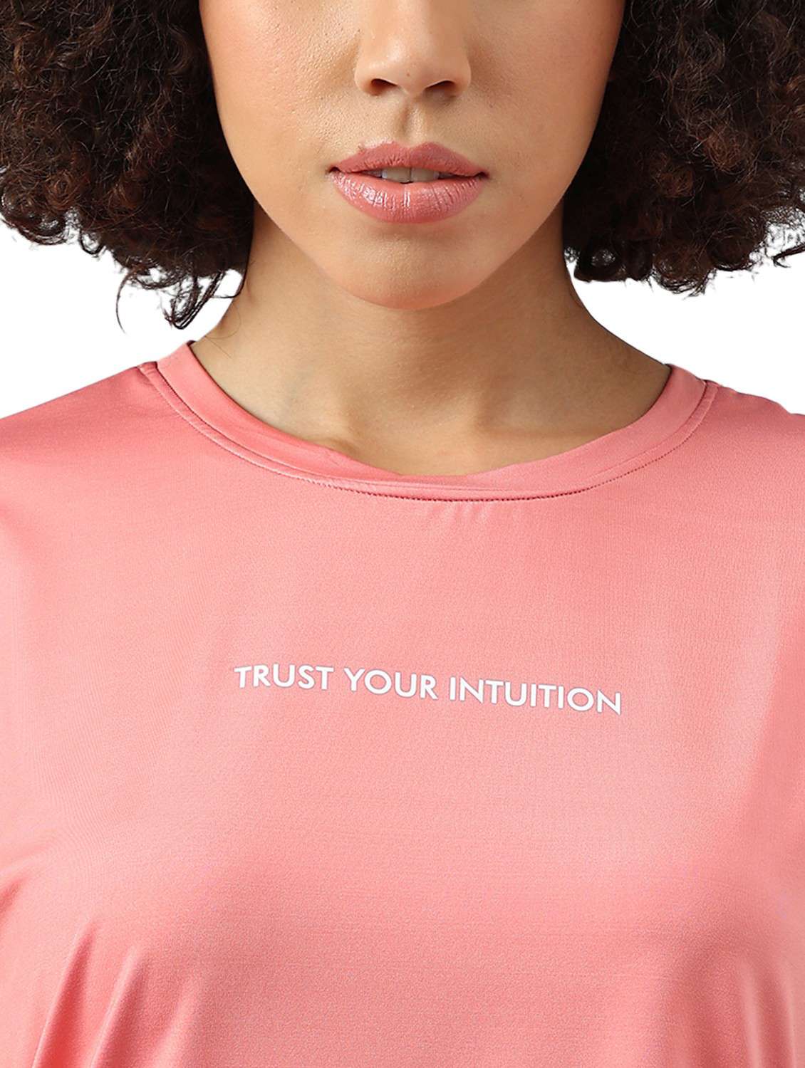 women pink typographic round neck t-shirt - 21762655 -  Standard Image - 5