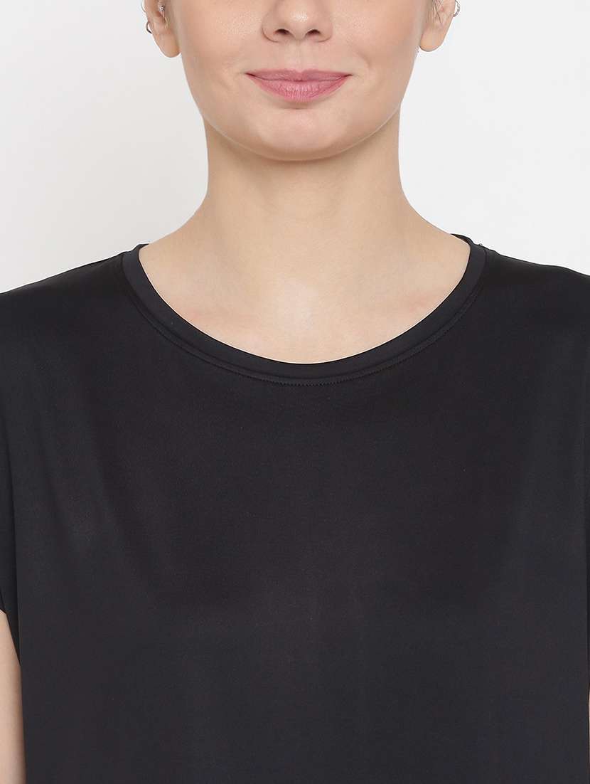 women solid round neck dri-fit high t-shirt - 21762665 - Standard Image - 5