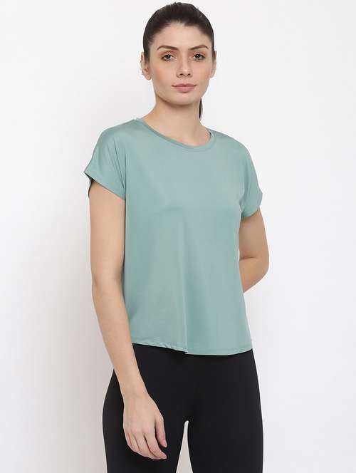 women printed round neck dri-fit sports t-shirt - 21762666 - Standard Image - 0