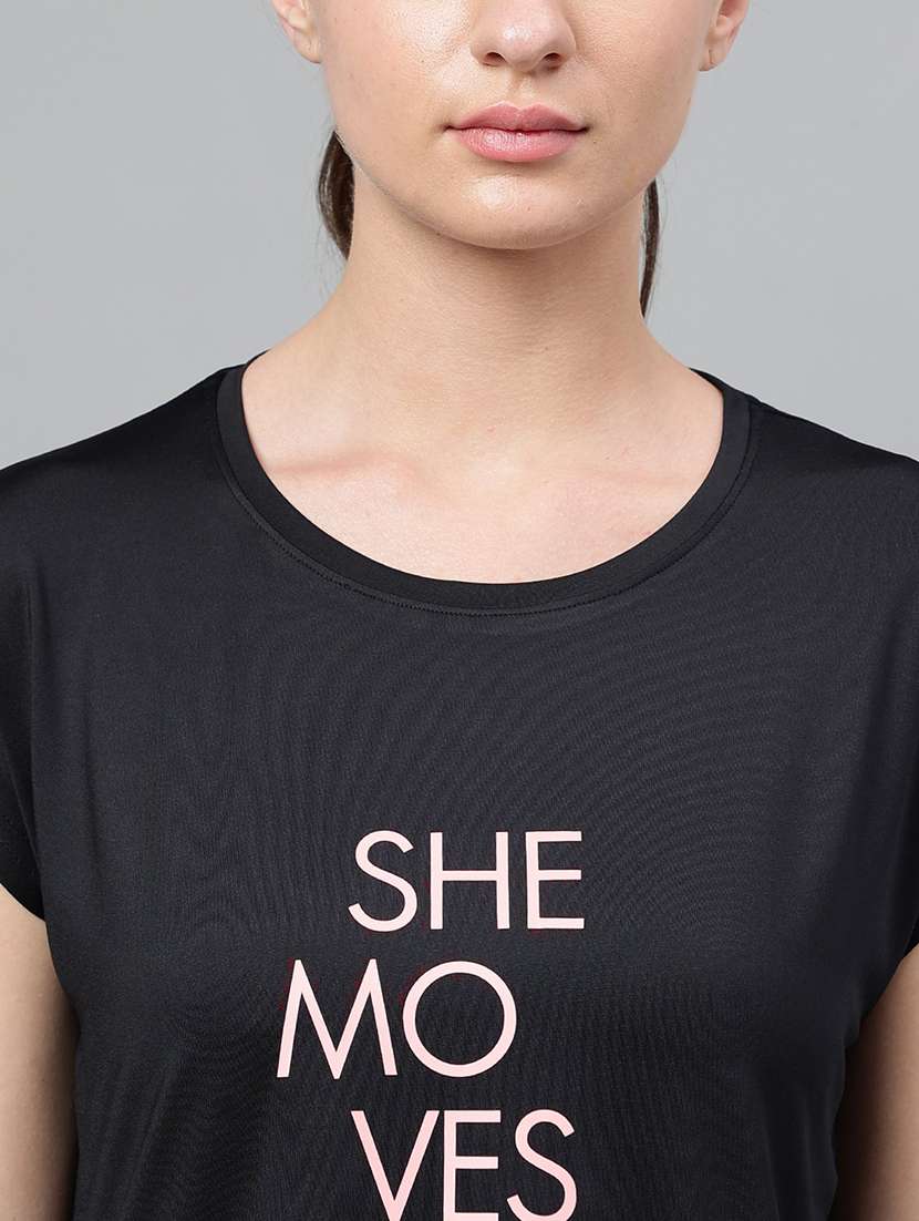 women printed round neck dri-fit sports t-shirt - 21762669 -  Standard Image - 5