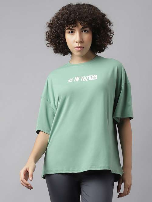 women printed oversized dri-fit sports t-shirt - 21762682 - Standard Image - 0