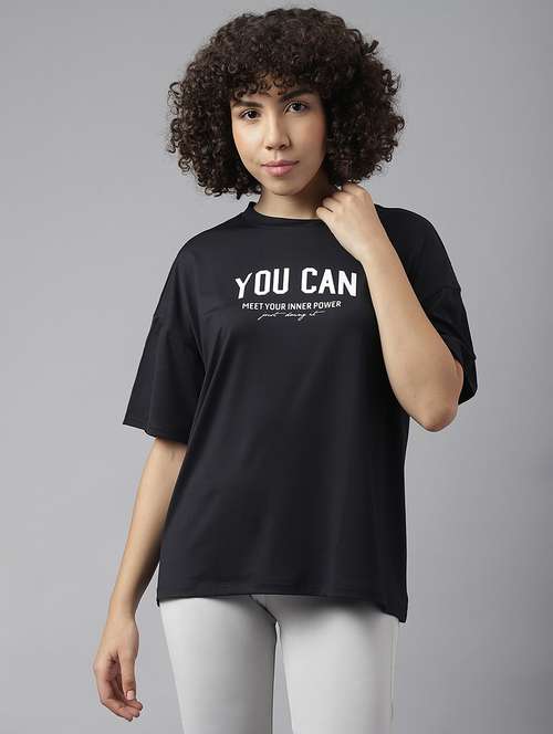women printed round neck dri-fit sports t-shirt - 21762684 -  Standard Image - 0