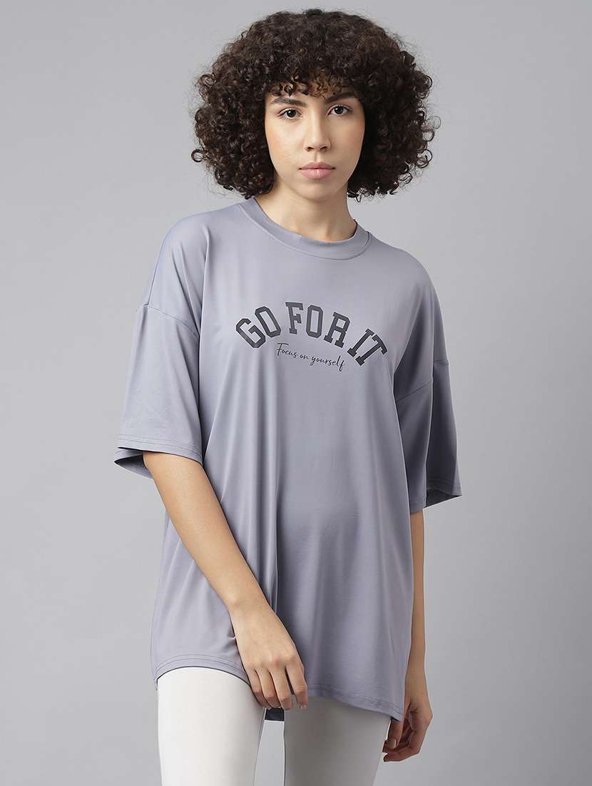 women printed round neck dri-fit t-shirt
