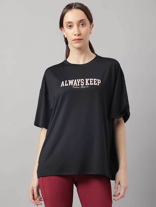 women printed round neck dri-fit sports t-shirt - 21762688 -  Standard Image - 0