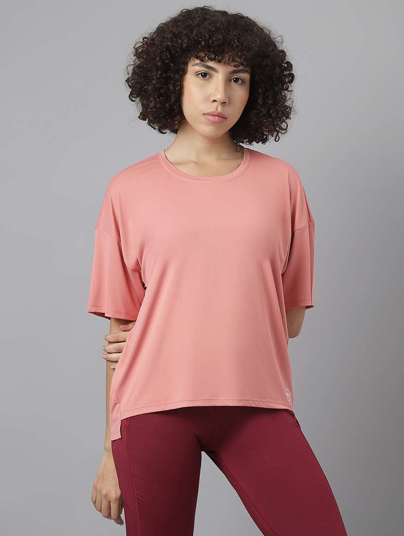 women solid dri-fit sports t-shirt