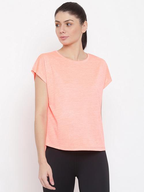 women melange relaxed fit dri-fit t-shirt - 21762858 - Standard Image - 0