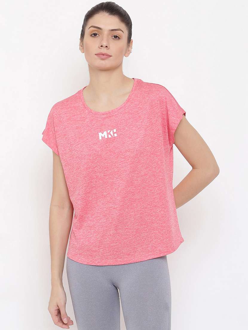 women melange round neck dri-fit t-shirt