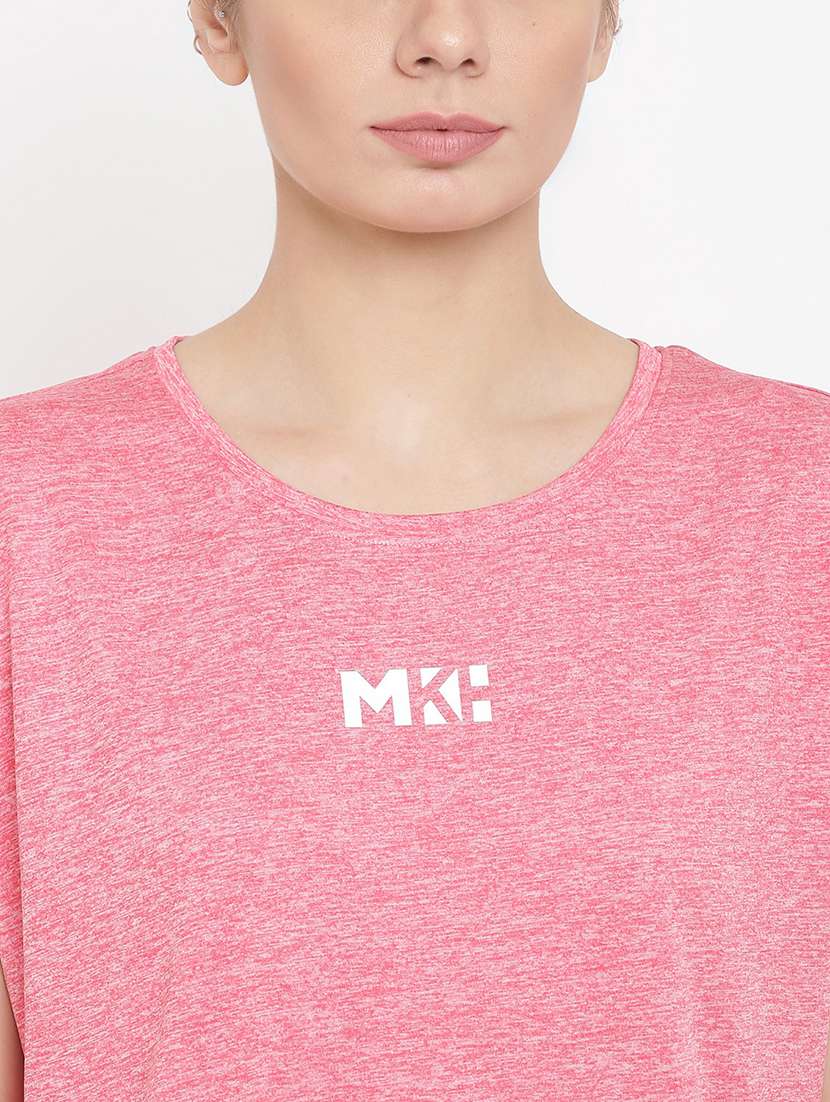 women melange round neck dri-fit t-shirt - 21762871 - Standard Image - 5