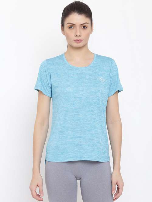 women melange round neck dri-fit t-shirt - 21762872 -  Standard Image - 0