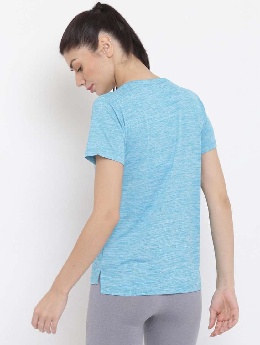 women melange round neck dri-fit t-shirt - 21762872 -  Standard Image - 3