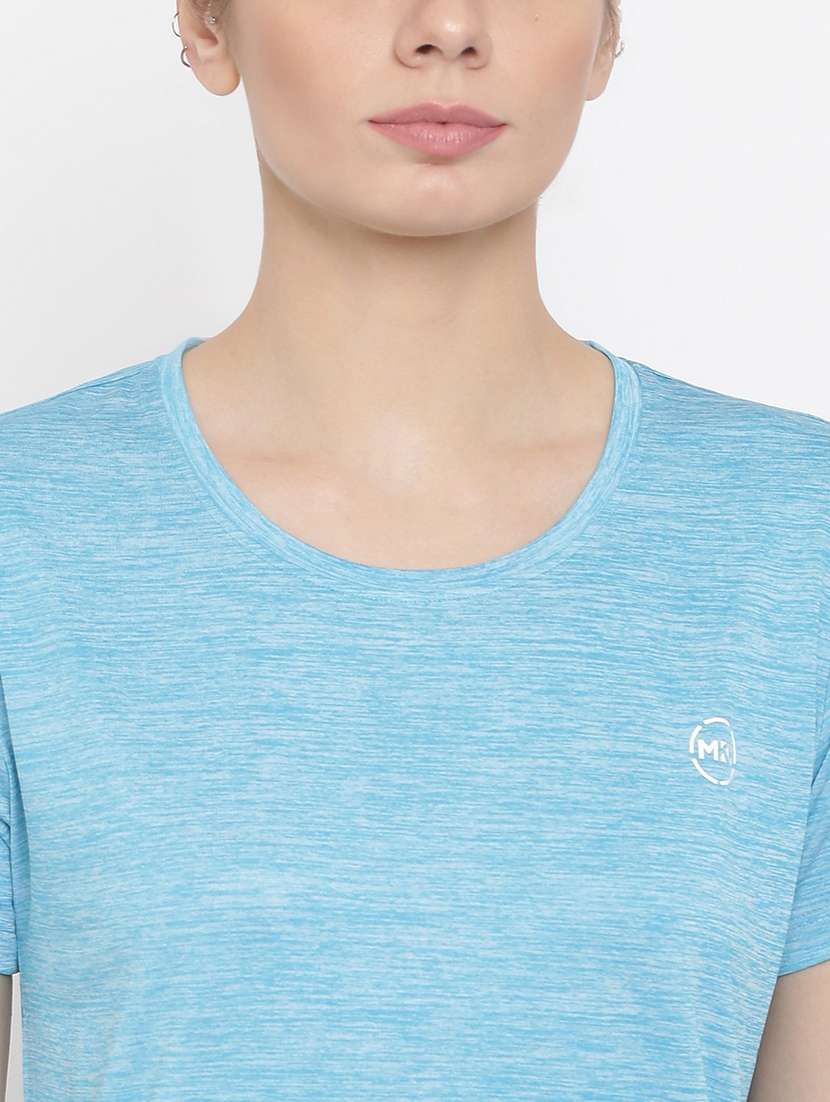 women melange round neck dri-fit t-shirt - 21762872 -  Standard Image - 5