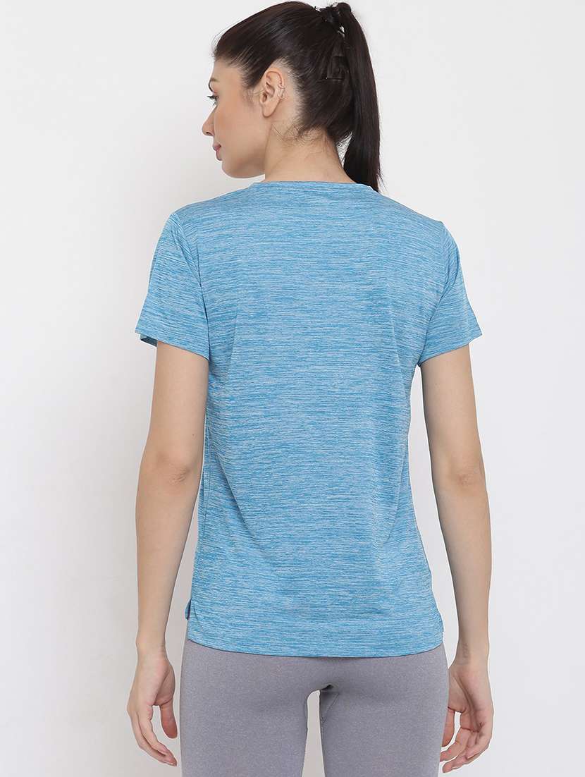 women melange round neck dri-fit t-shirt - 21762873 -  Standard Image - 3
