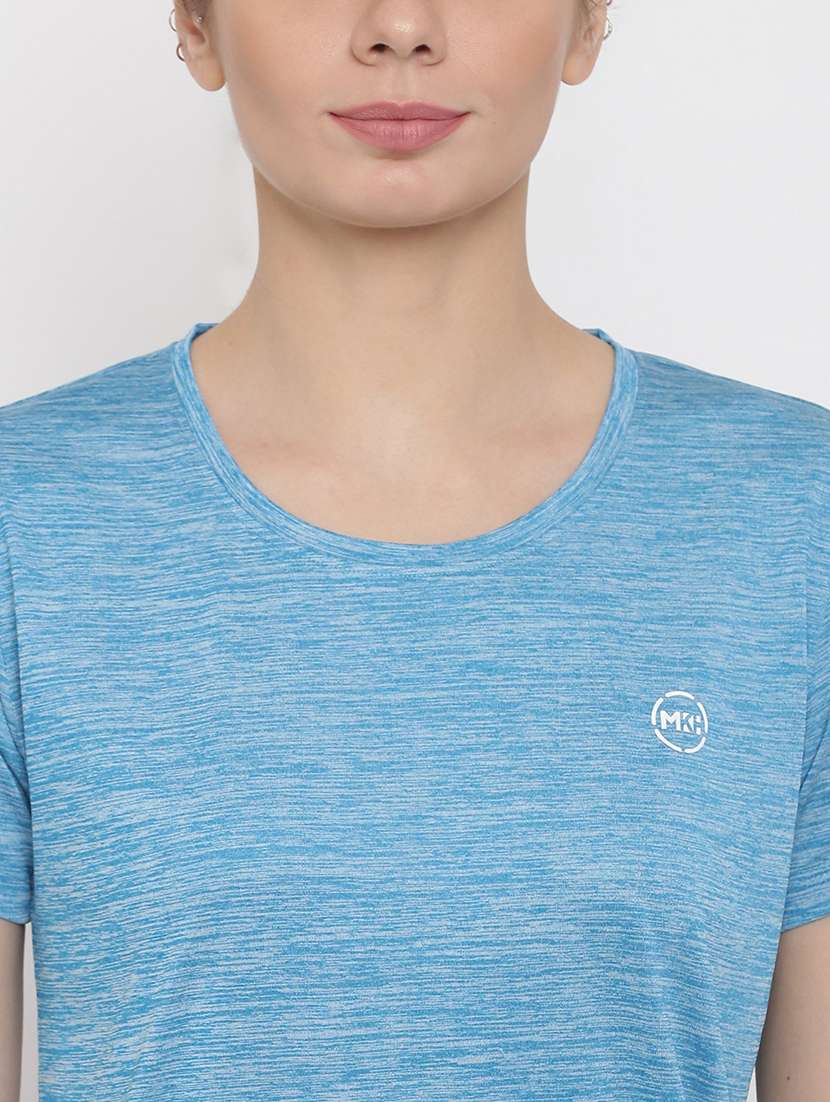 women melange round neck dri-fit t-shirt - 21762873 -  Standard Image - 5