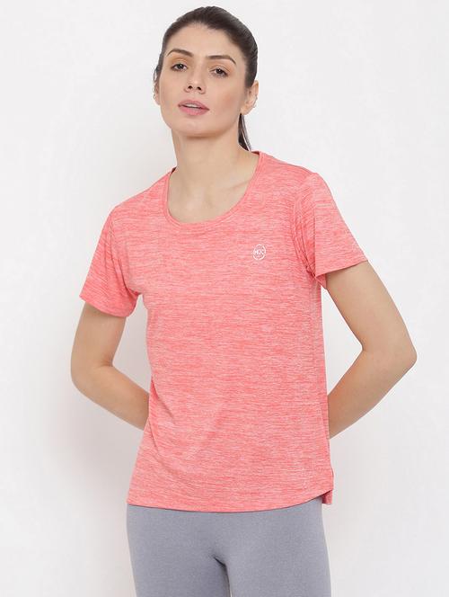 women melange round neck dri-fit t-shirt - 21762874 - Standard Image - 0