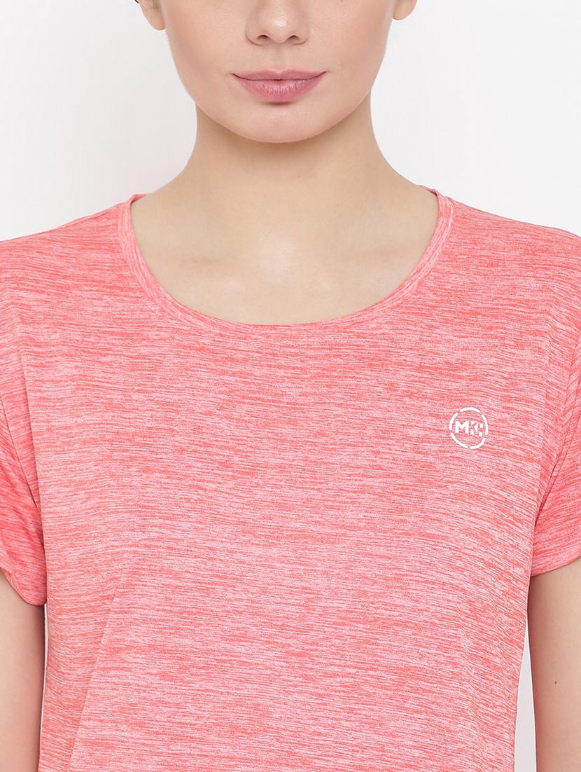 women melange round neck dri-fit t-shirt - 21762874 - Standard Image - 5