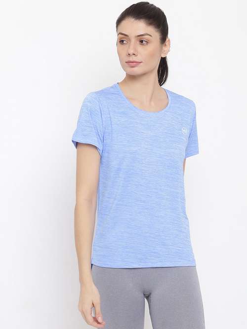 women melange round neck dri-fit t-shirt - 21762875 -  Standard Image - 0