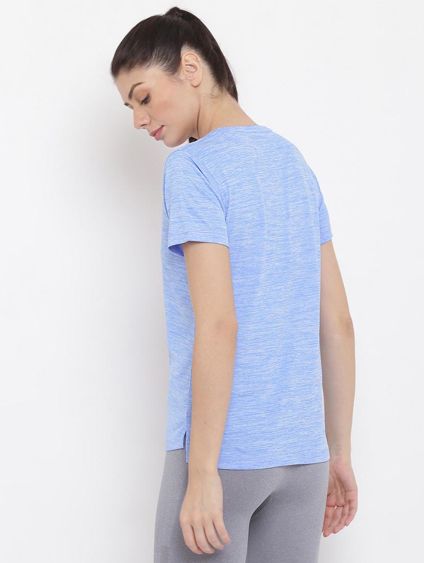 women melange round neck dri-fit t-shirt - 21762875 - Standard Image - 3