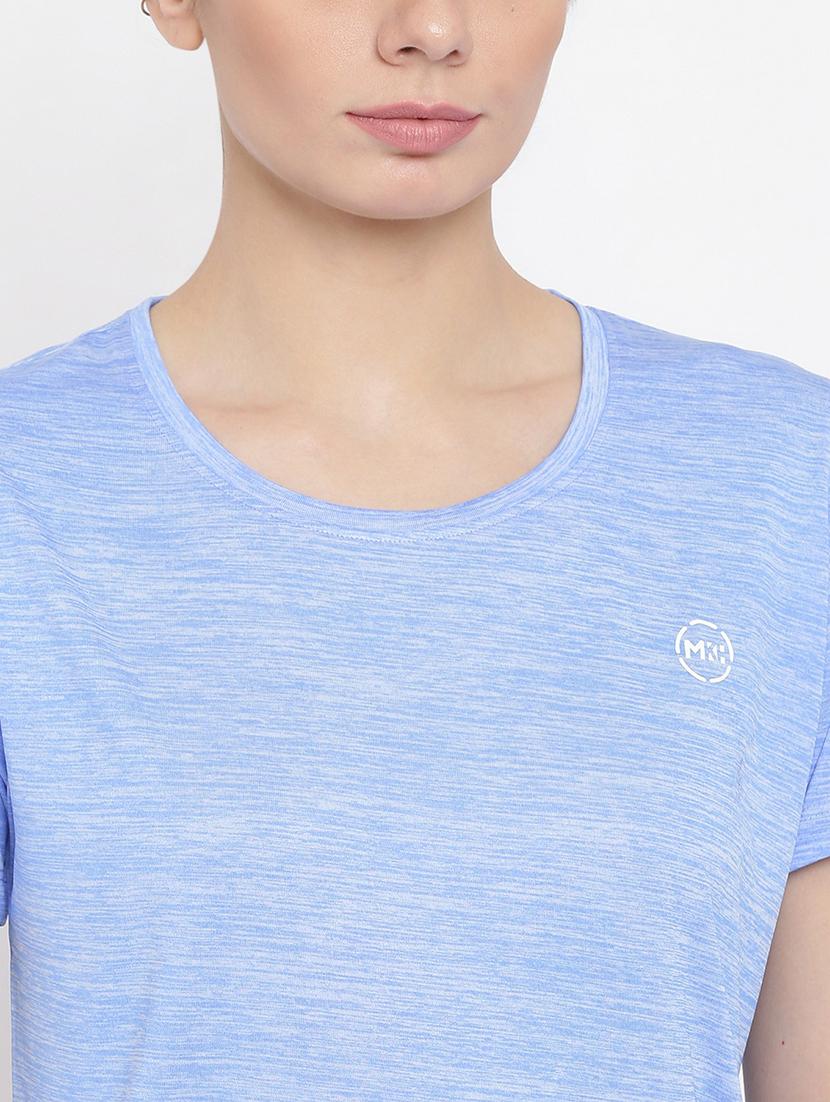 women melange round neck dri-fit t-shirt - 21762875 - Standard Image - 5