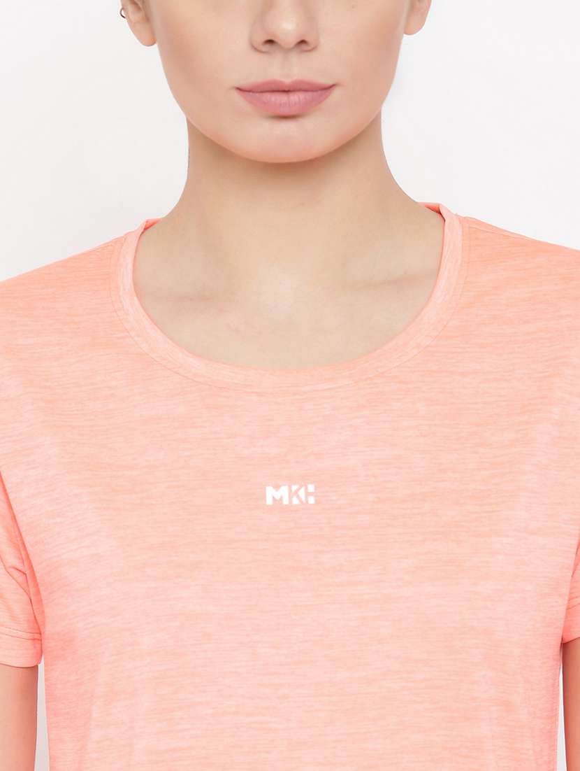 women melange round neck dri-fit t-shirt - 21762877 -  Standard Image - 5