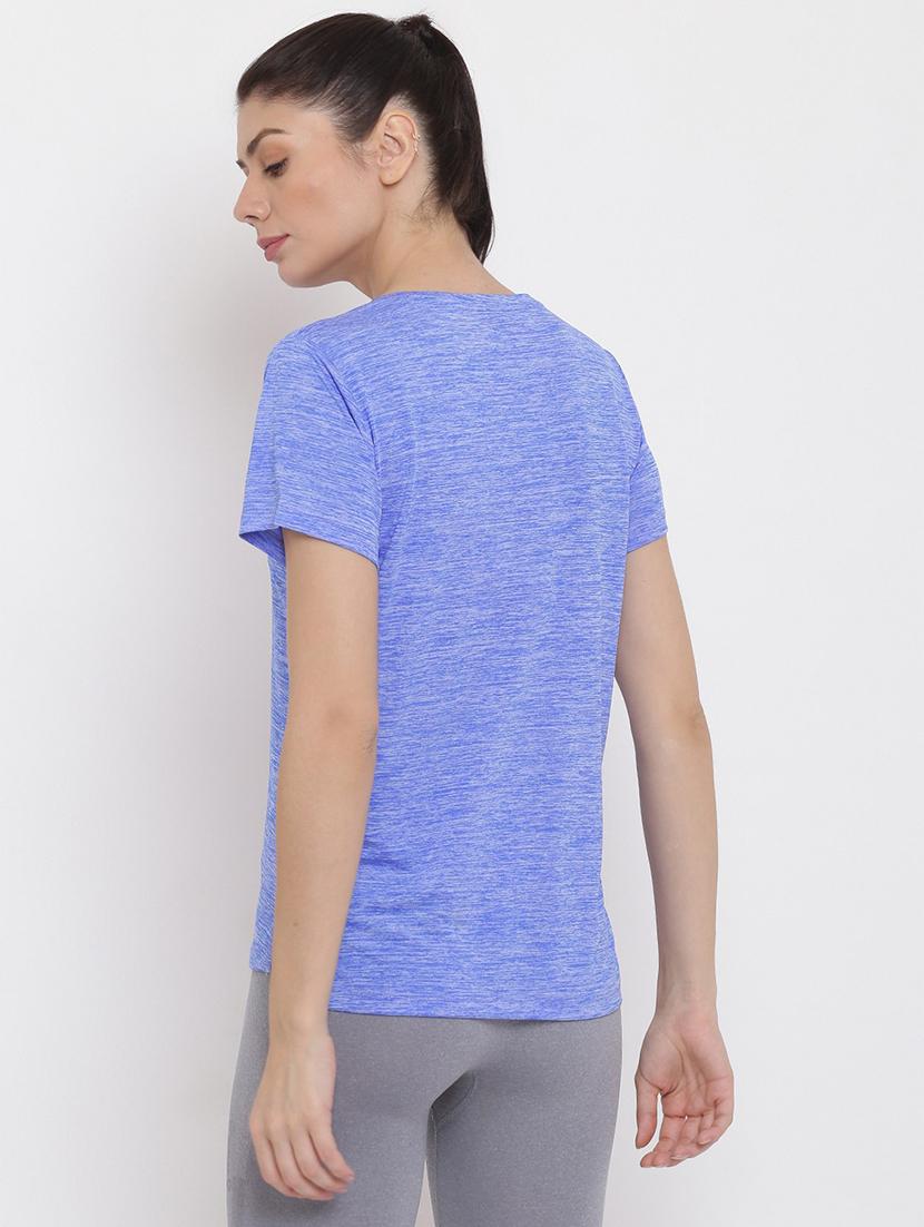 women melange round neck dri-fit t-shirt - 21762878 - Standard Image - 3