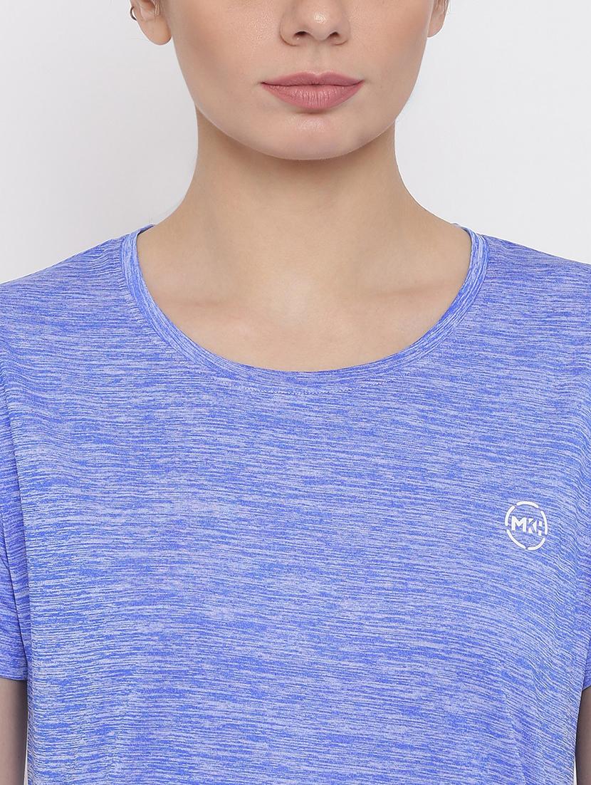 women melange round neck dri-fit t-shirt - 21762878 - Standard Image - 5