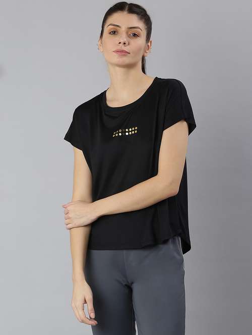 women printed round neck dri-fit sports t-shirt - 21762886 -  Standard Image - 0