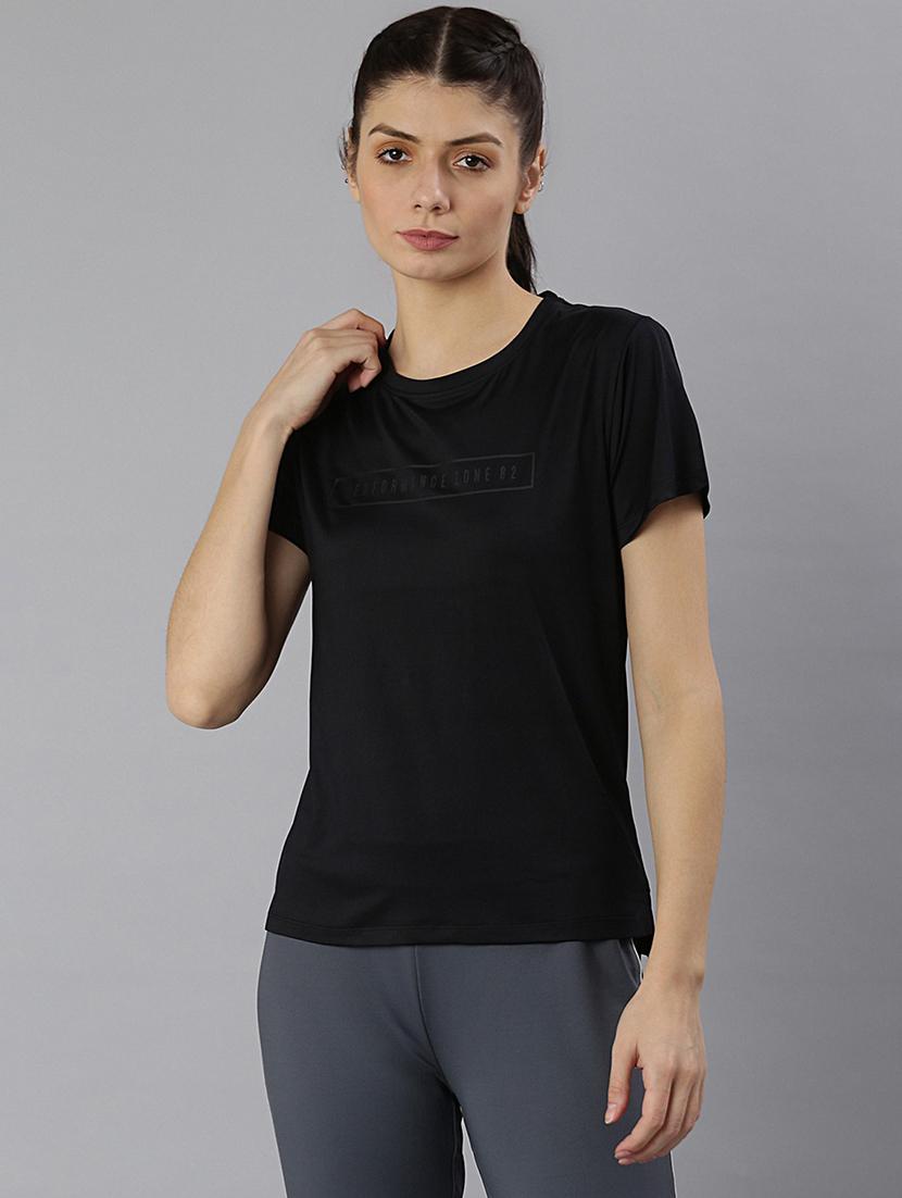 women printed round neck dri-fit sports t-shirt