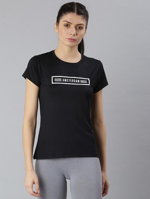 women printed round neck dri-fit sports t-shirt - 21762892 -  Standard Image - 0