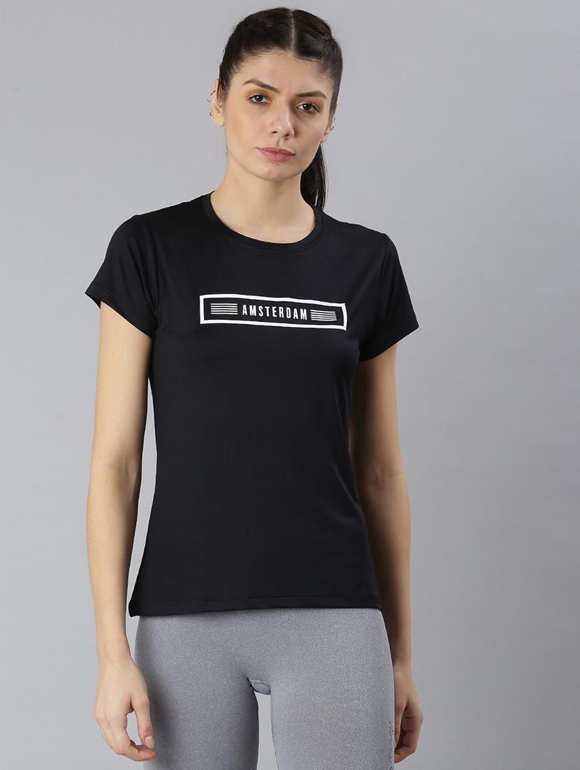women printed round neck dri-fit sports t-shirt - 21762892 -  Zoom Image - 0