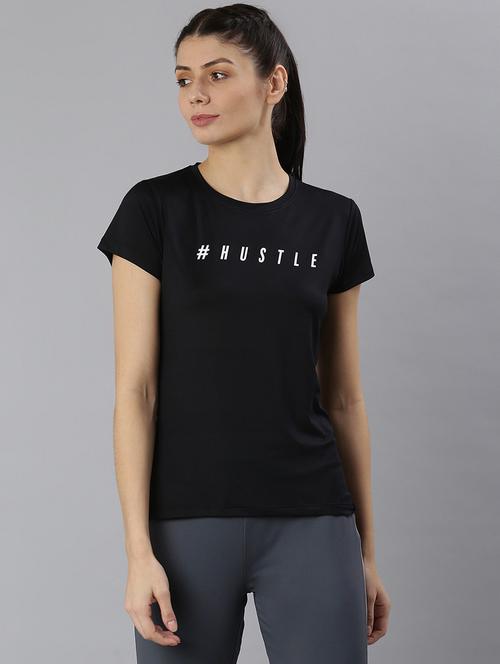 women printed round neck dri-fit sports t-shirt - 21762893 - Standard Image - 0