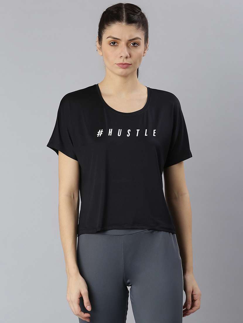 women printed round neck dri-fit sports t-shirt - 21762897 -  Zoom Image - 0