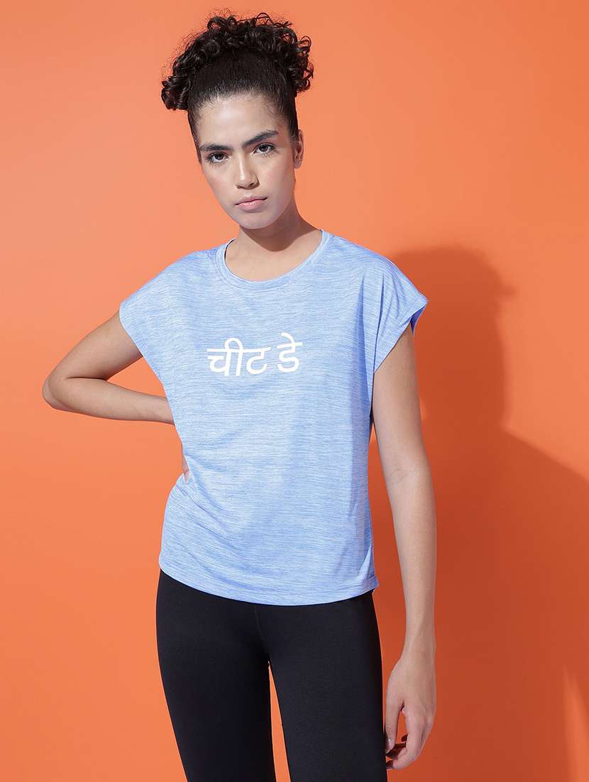 women printed round neck dri fit t-shirt