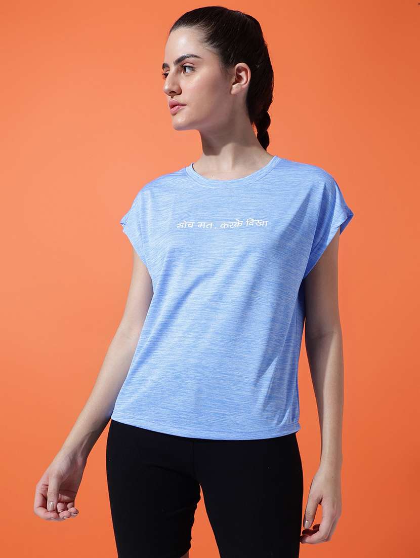 women printed round neck dri fit t-shirt