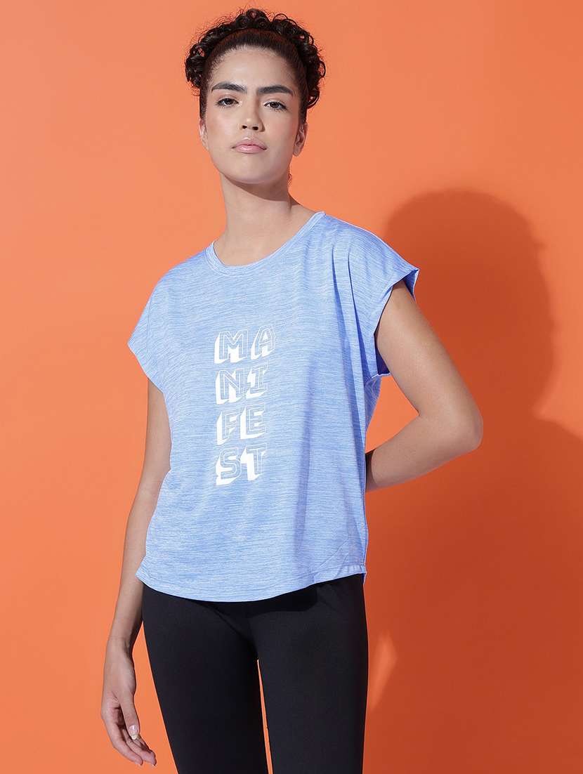 women typography print relaxed fit dri-fit t-shirt