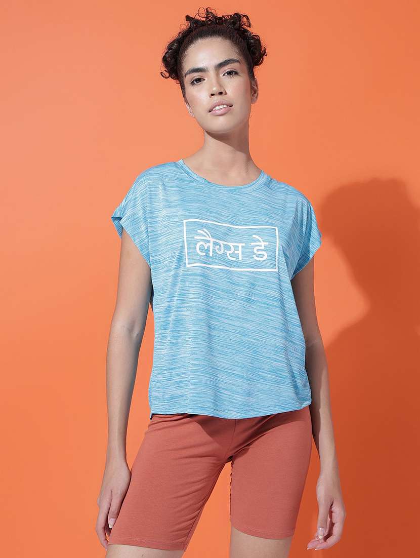 women typography print relaxed fit dri-fit t-shirt