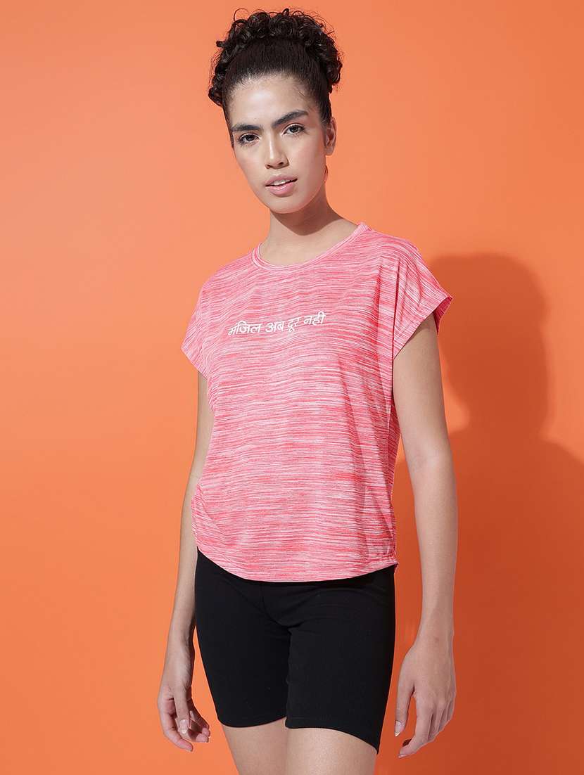 women printed round neck dri-fit t-shirt