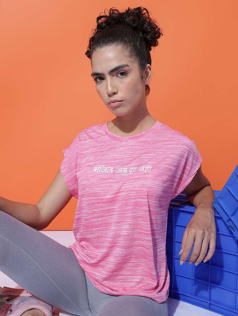 women typography print relaxed fit dri-fit t-shirt - 21762923 -  Standard Image - 3