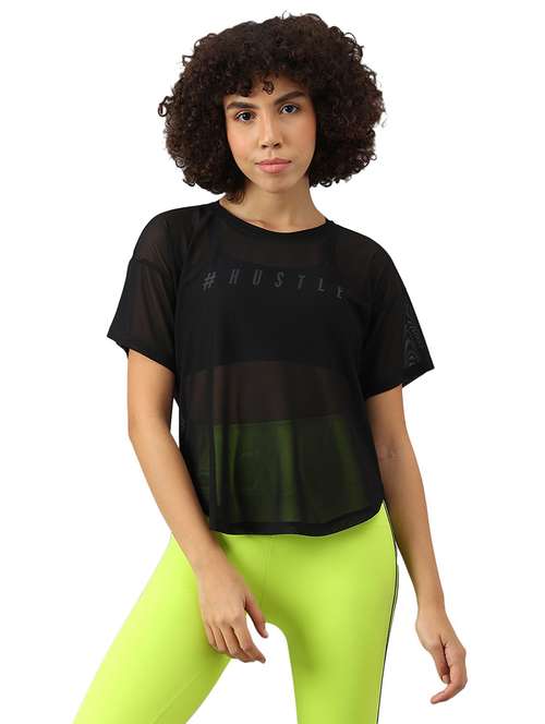 women typography printed round neck dri-fit t-shirt - 21762930 -  Standard Image - 0