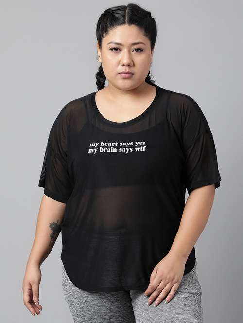 women typography printed plus size dri-fit t-shirt - 21762932 -  Standard Image - 0
