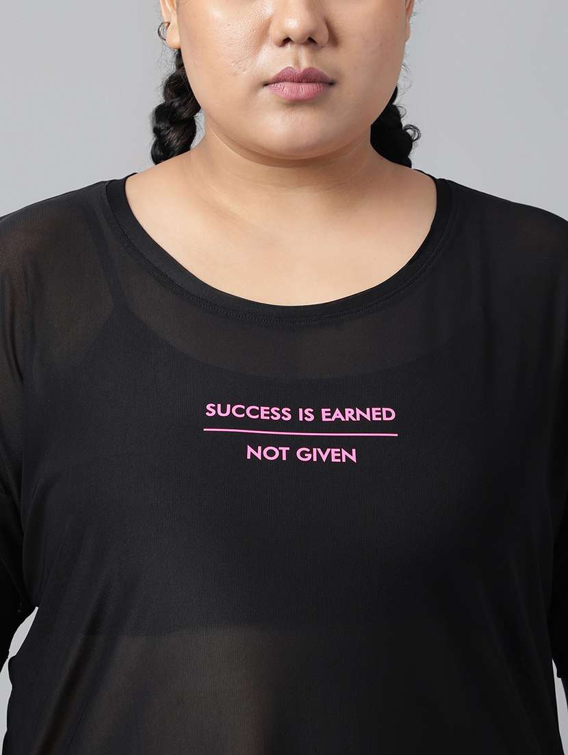 women typography printed plus size dri-fit t-shirt - 21762934 - Standard Image - 5