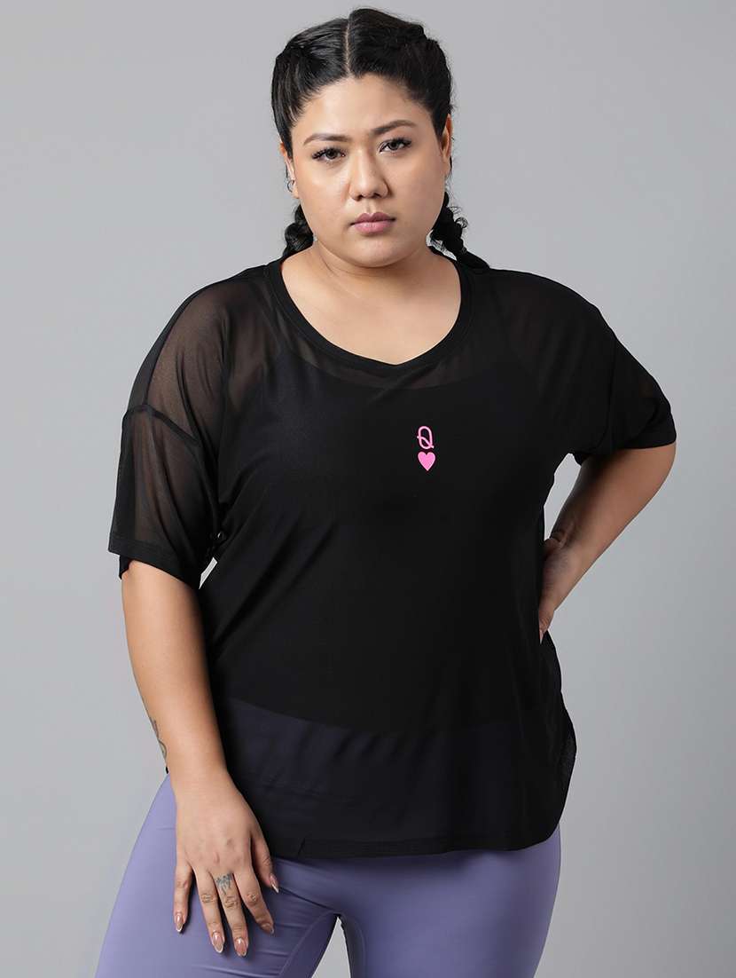 women solid plus size dri-fit t-shirt - 21762935 -  Zoom Image - 0