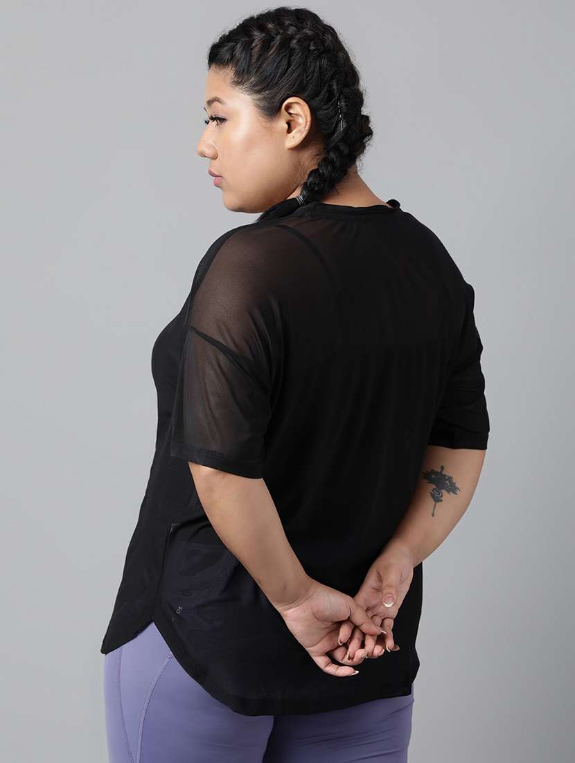 women solid plus size dri-fit t-shirt - 21762935 - Standard Image - 3