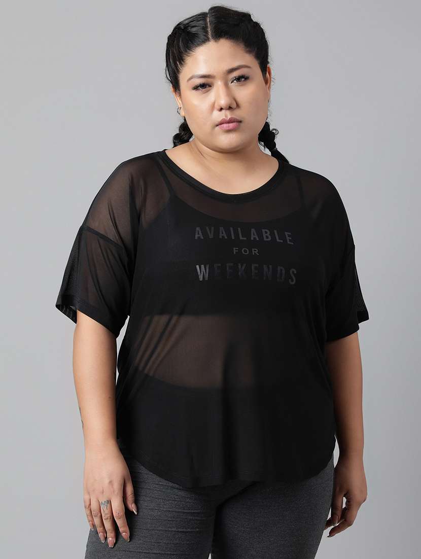 women typography printed plus size dri-fit t-shirt