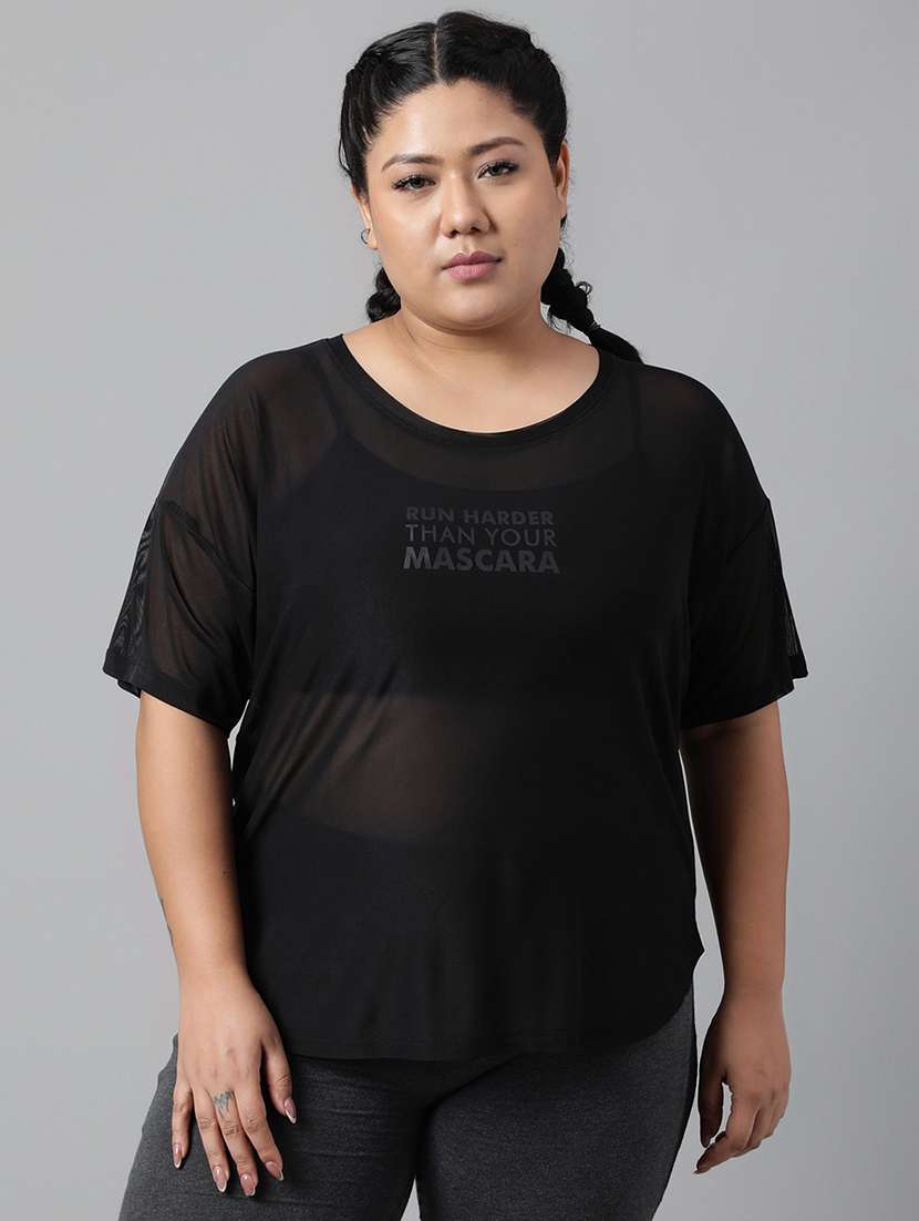 women typography printed plus size dri-fit t-shirt - 21762938 -  Zoom Image - 0
