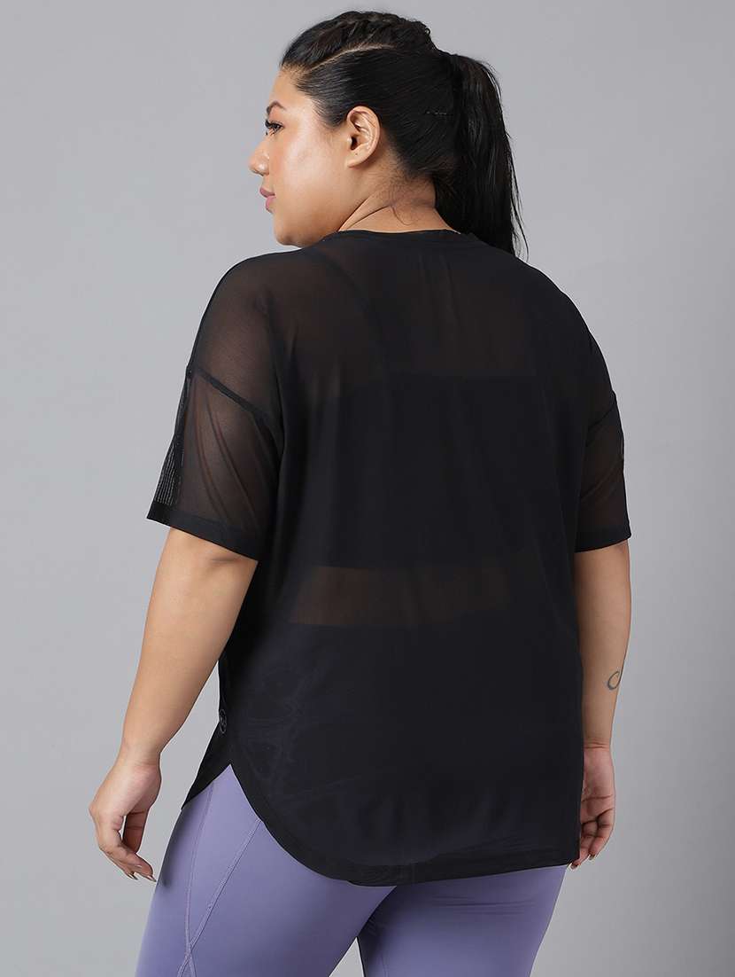 women solid plus size dri-fit t-shirt - 21762939 - Standard Image - 3