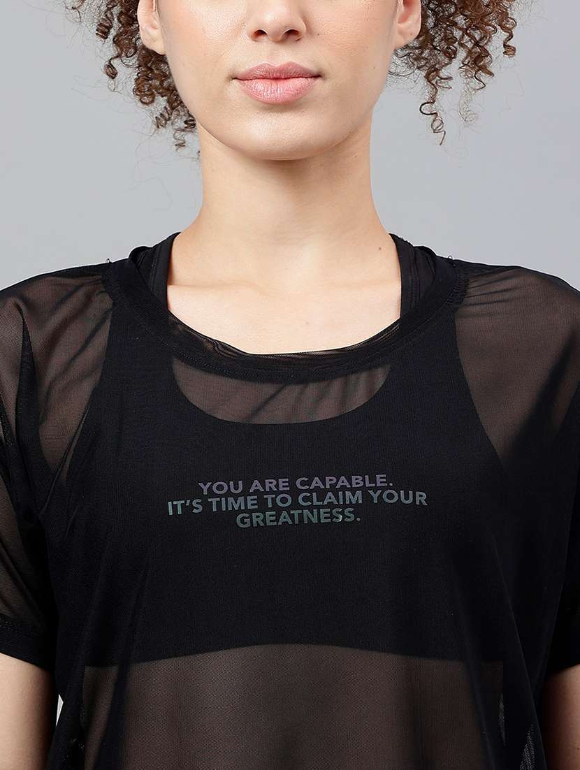 women typography printed relaxed fit dri-fit t-shirt - 21762948 -  Standard Image - 5