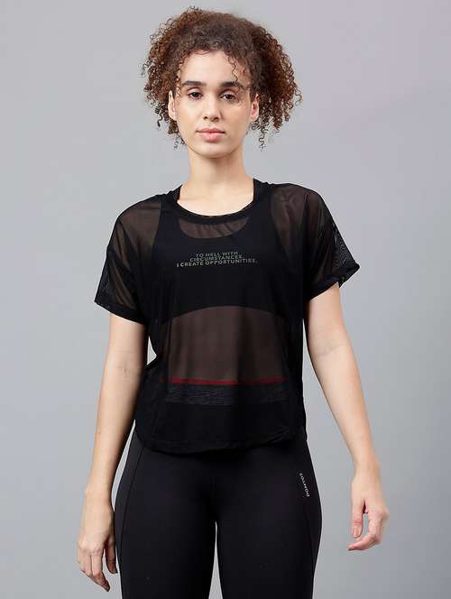 women typography printed relaxed fit dri-fit t-shirt - 21762949 -  Standard Image - 0